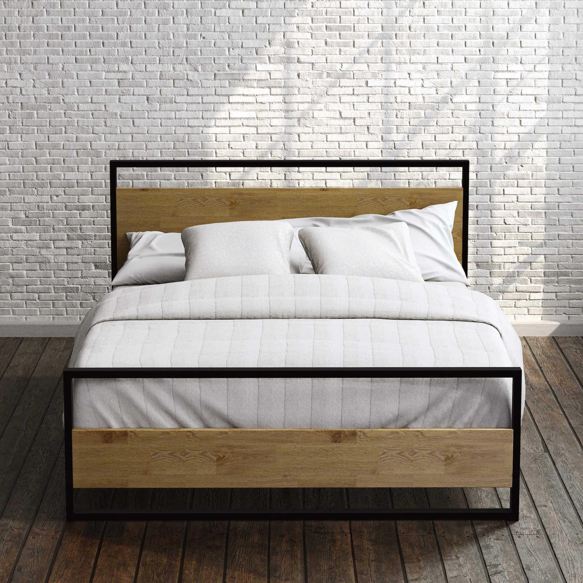 Wood and metal bed frames