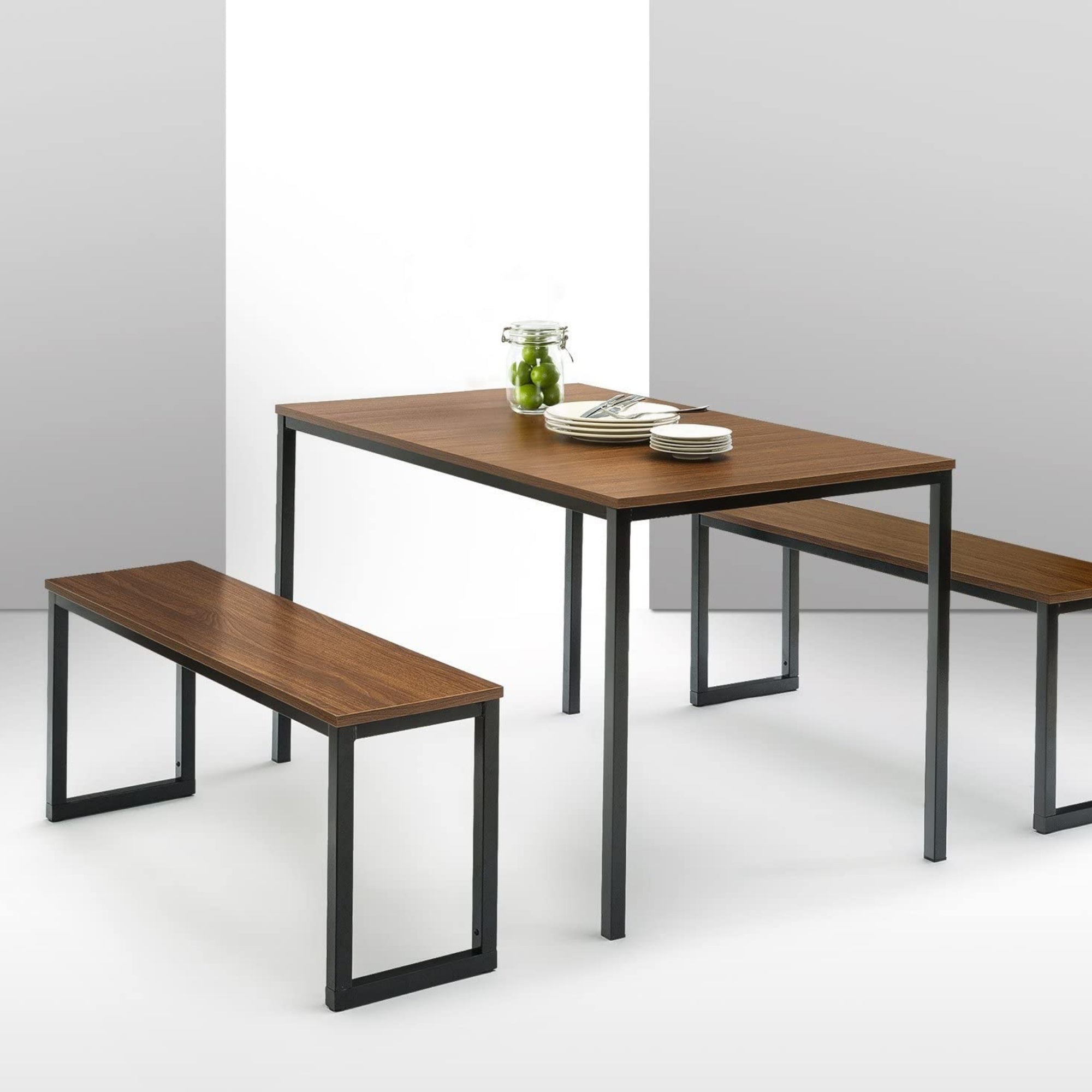 Louis Metal Frame Dining Table with Benches