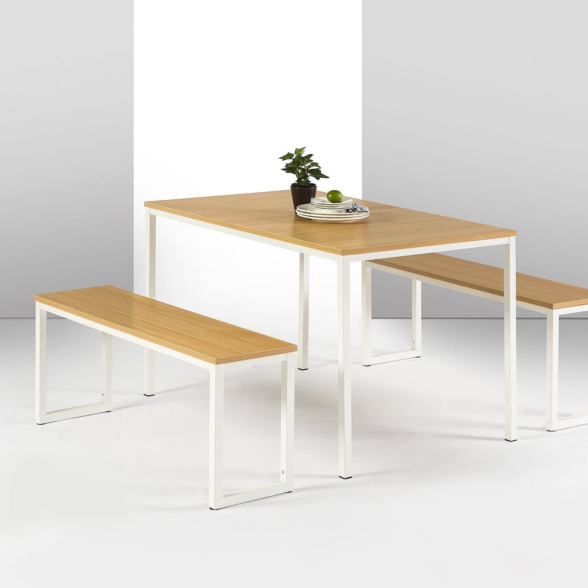 Louis Metal Frame Dining Table with Benches