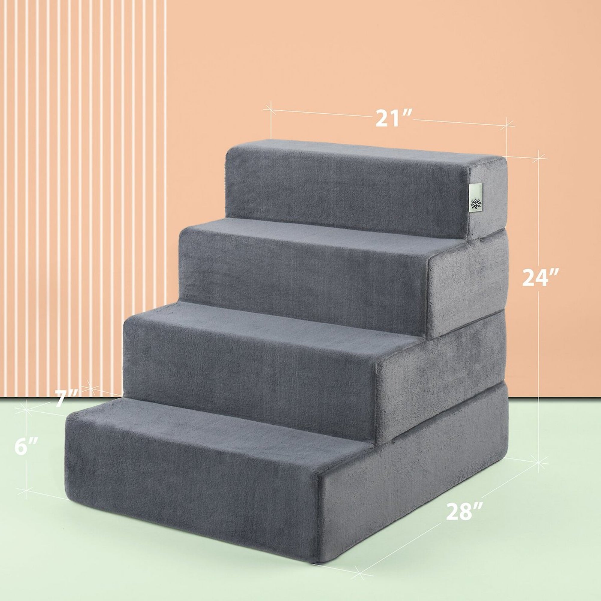 Foam 13”-24” Comfort Pet Stairs, Charcoal