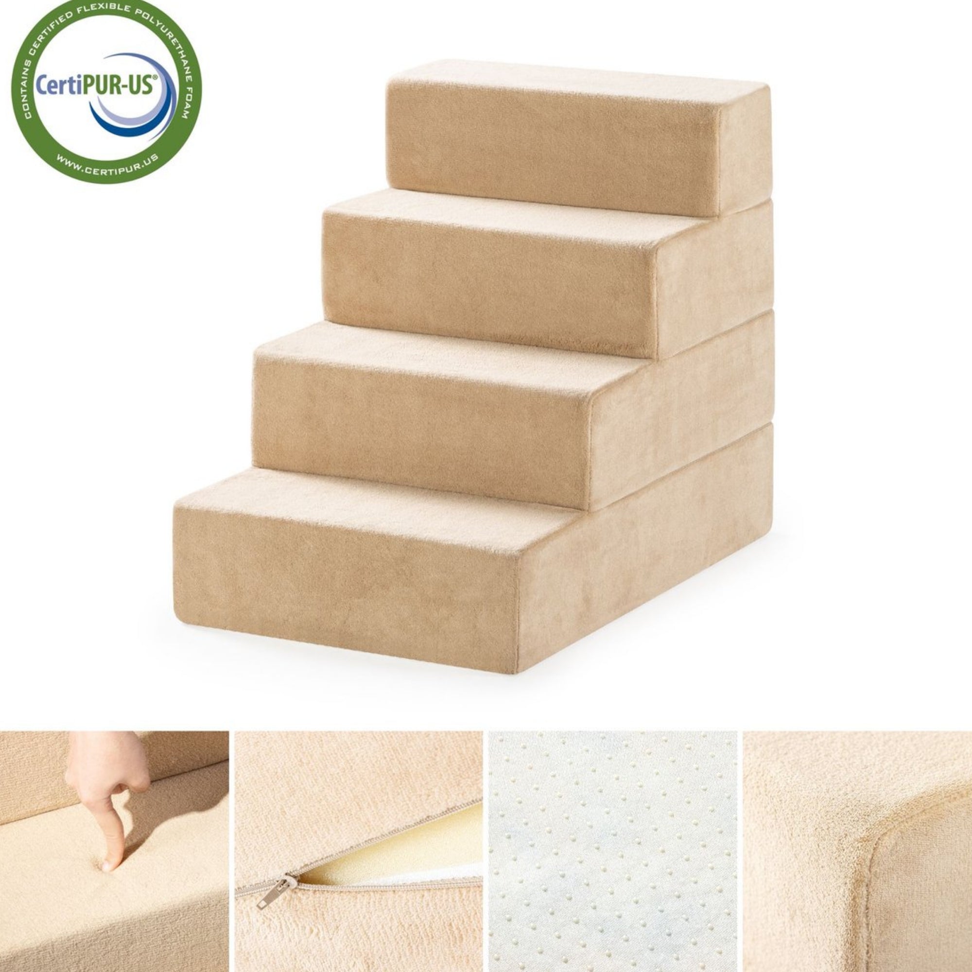 Foam 13”-24” Comfort Pet Stairs, Cream