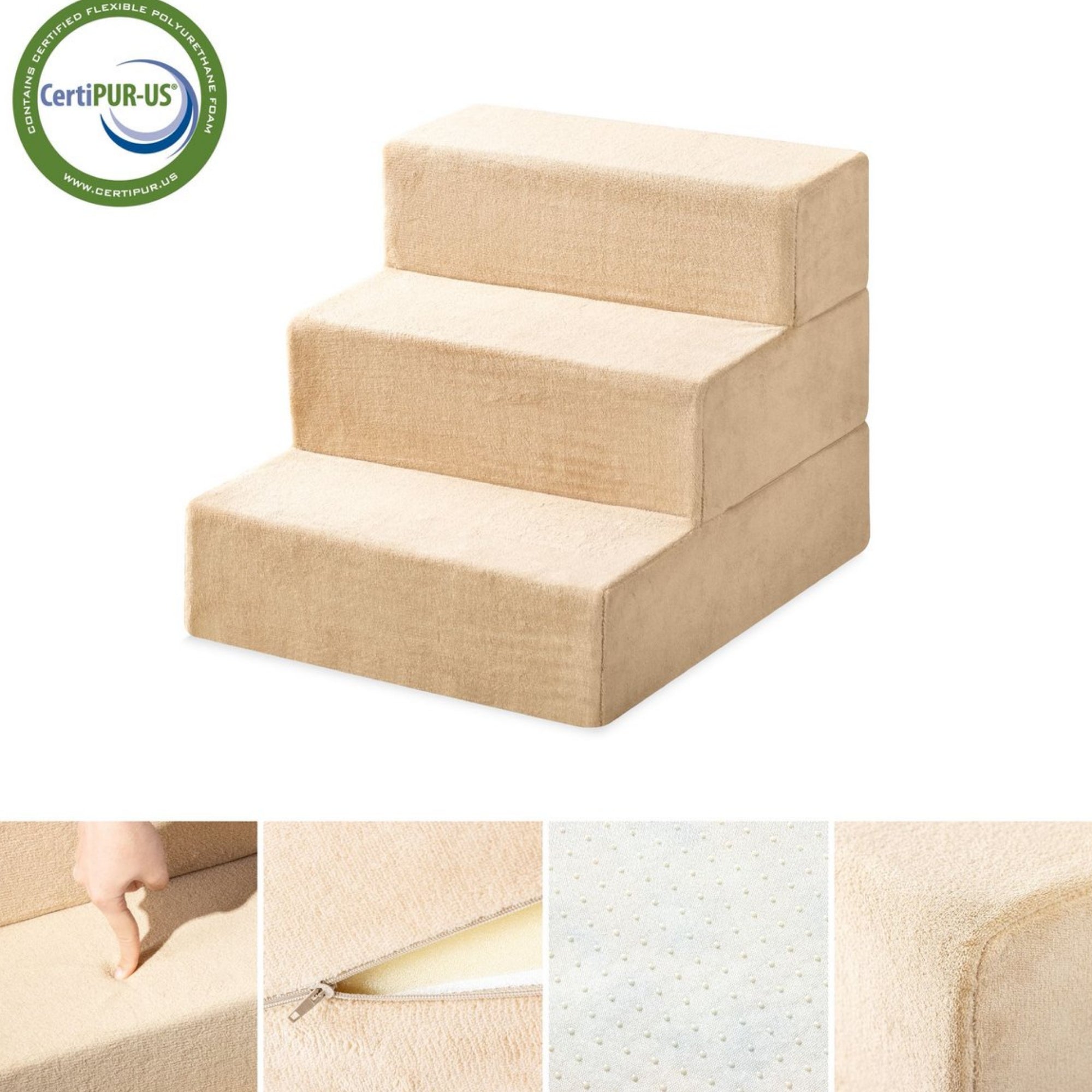 Foam 13”-24” Comfort Pet Stairs, Cream