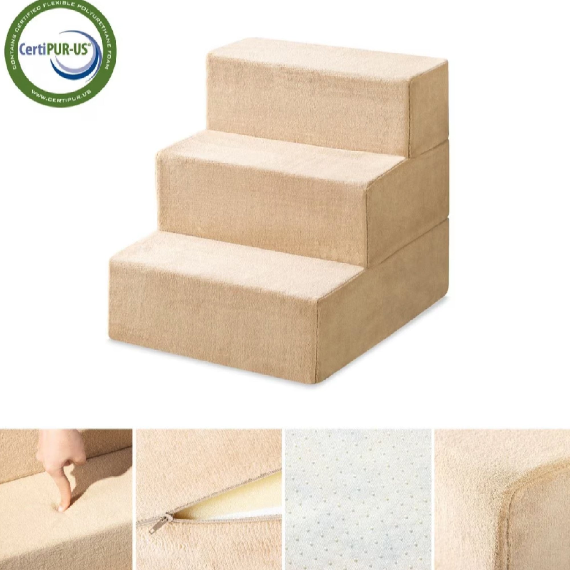 Foam 13”-24” Comfort Pet Stairs, Cream