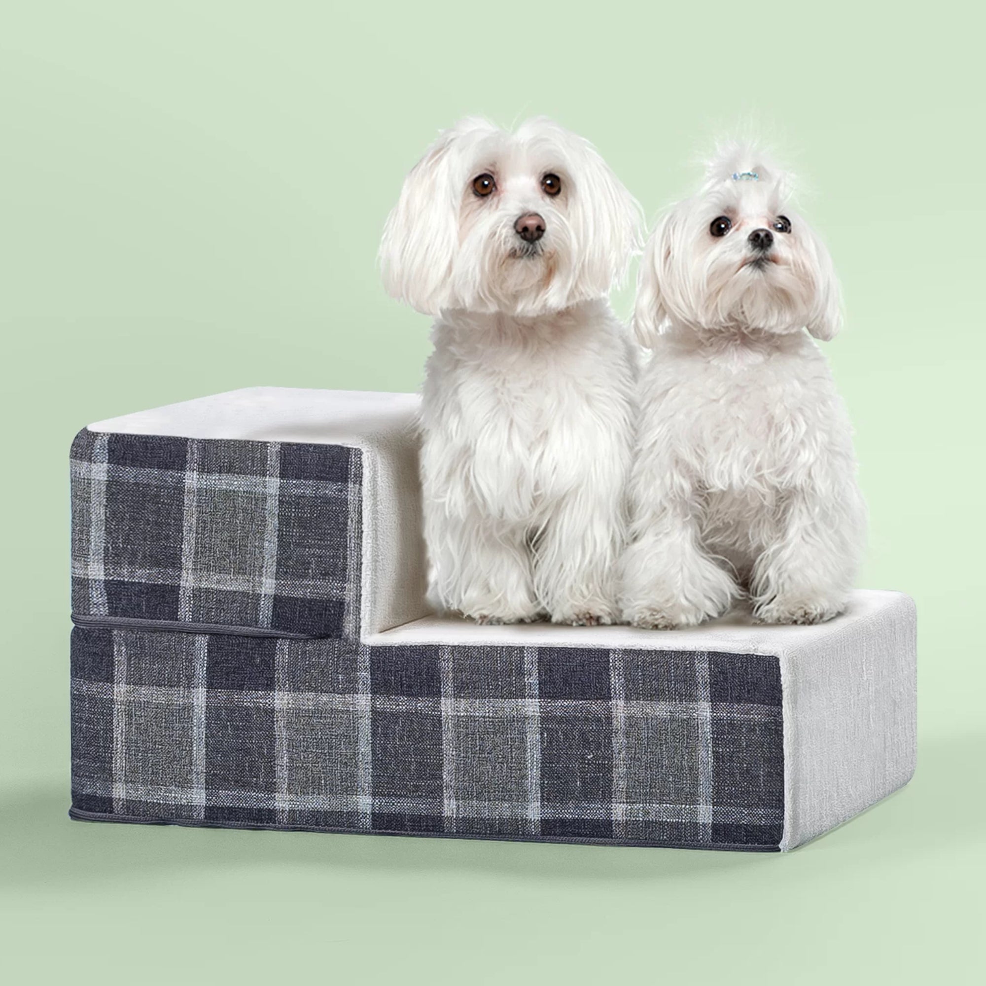 Foam 10”-24” Cozy Pet Stairs, Grey Plaid