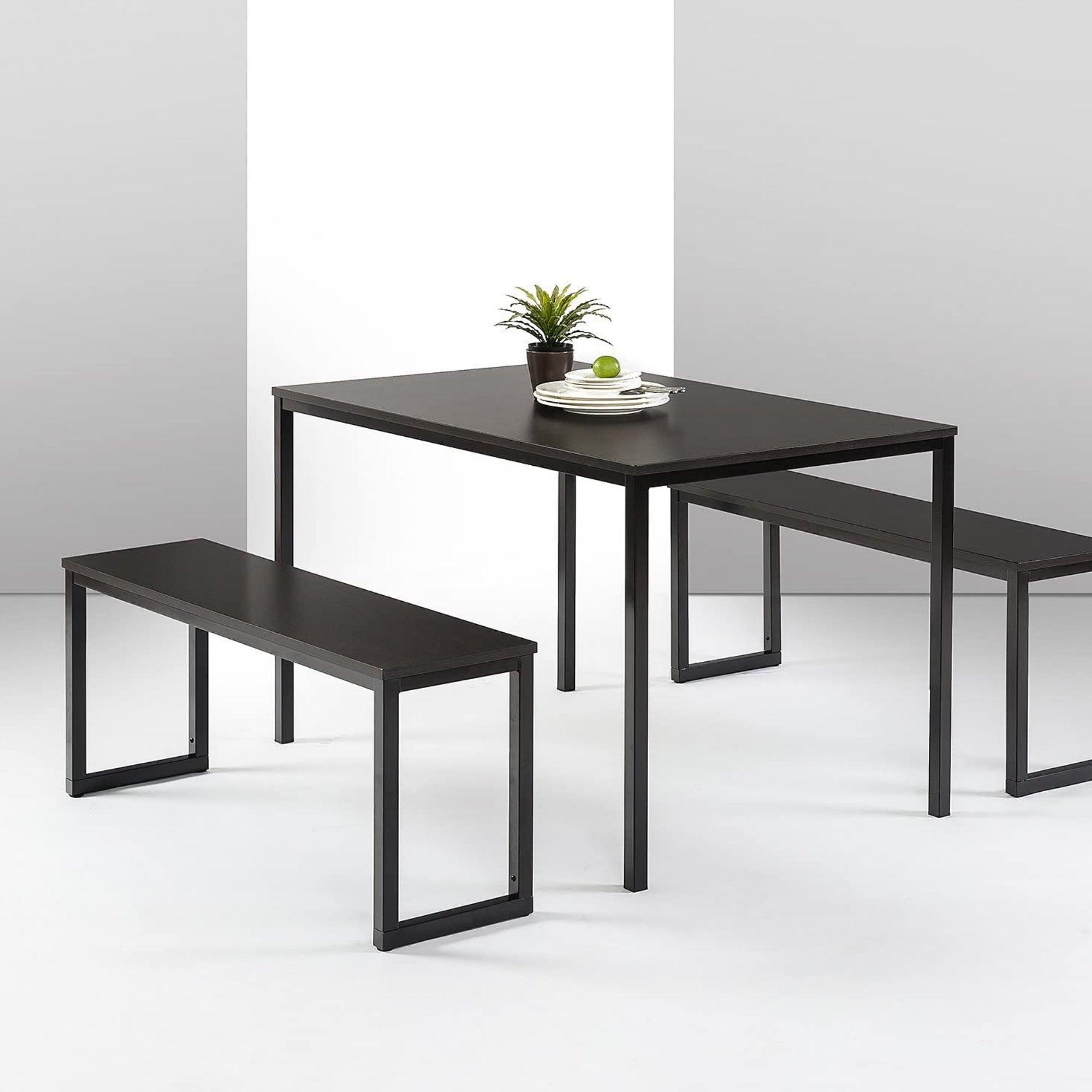 Louis Metal Frame Dining Table with Benches