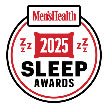 Men’s Health 2025 Sleep Awards badge highlighting third-party recognition for sleep products with a red pillow year mark and surrounding Z-symbols, signaling trusted editorial validation for mattress or bedding quality