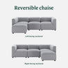 luca reversible sofa in grey - left or right facing