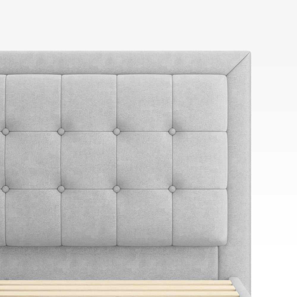 Dachelle Upholsted Platform Bed frame headboard detail 