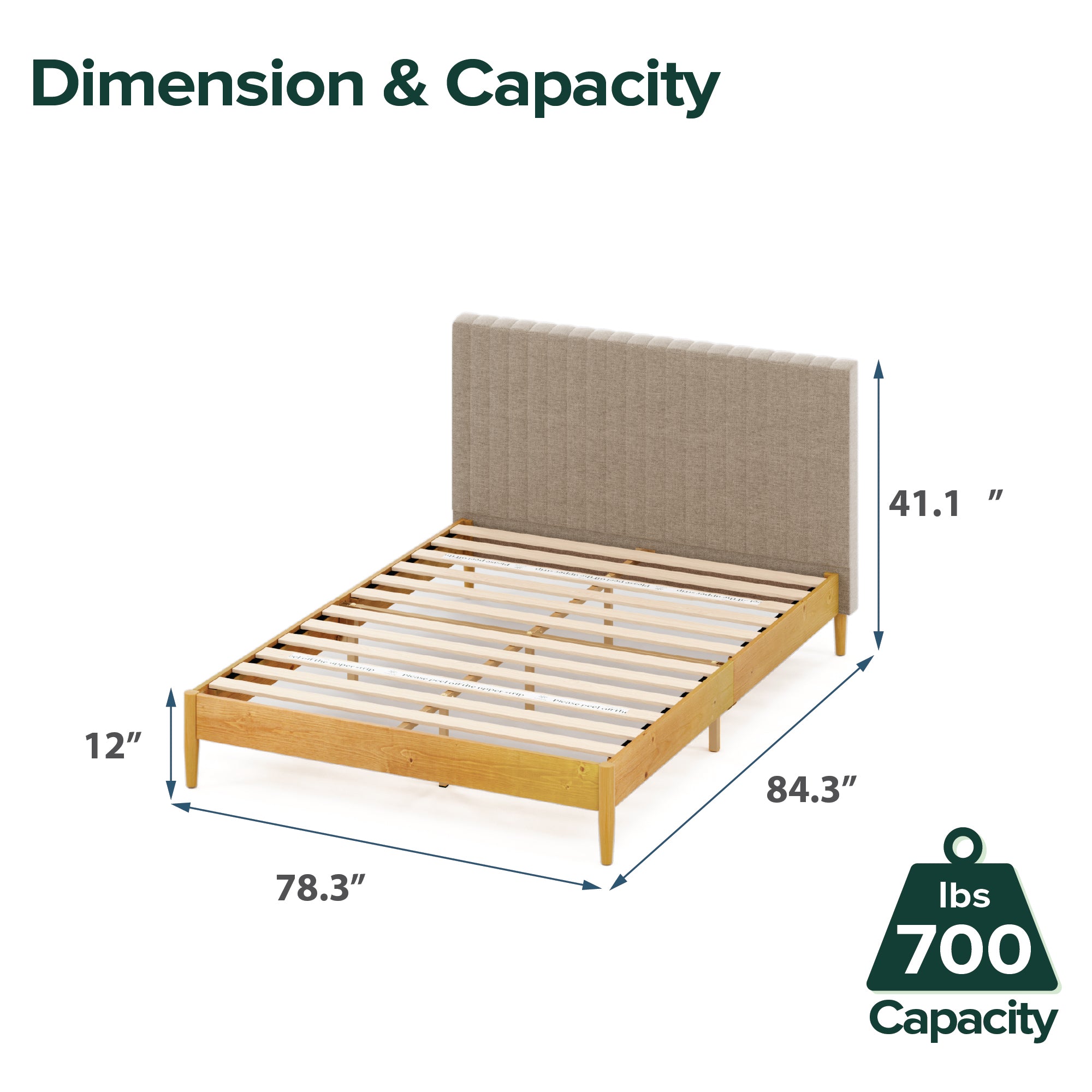 Amelia Upholstered and Wood Platform Bed Frame