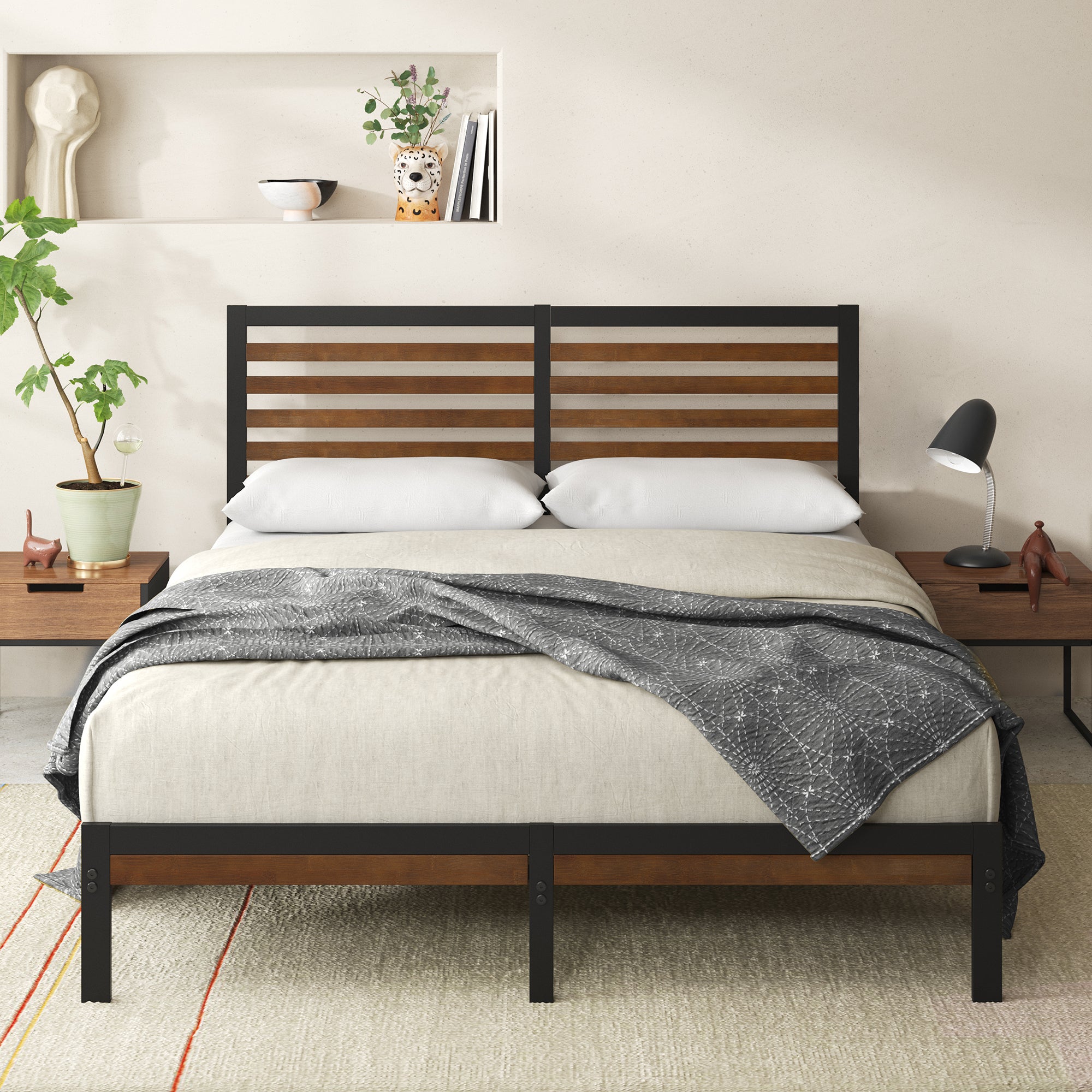 Kai Bamboo and Metal Platform Bed Frame