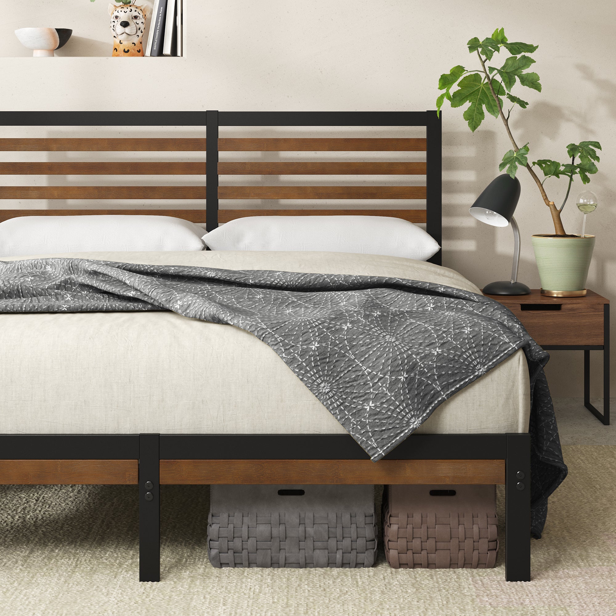 Kai Bamboo and Metal Platform Bed Frame