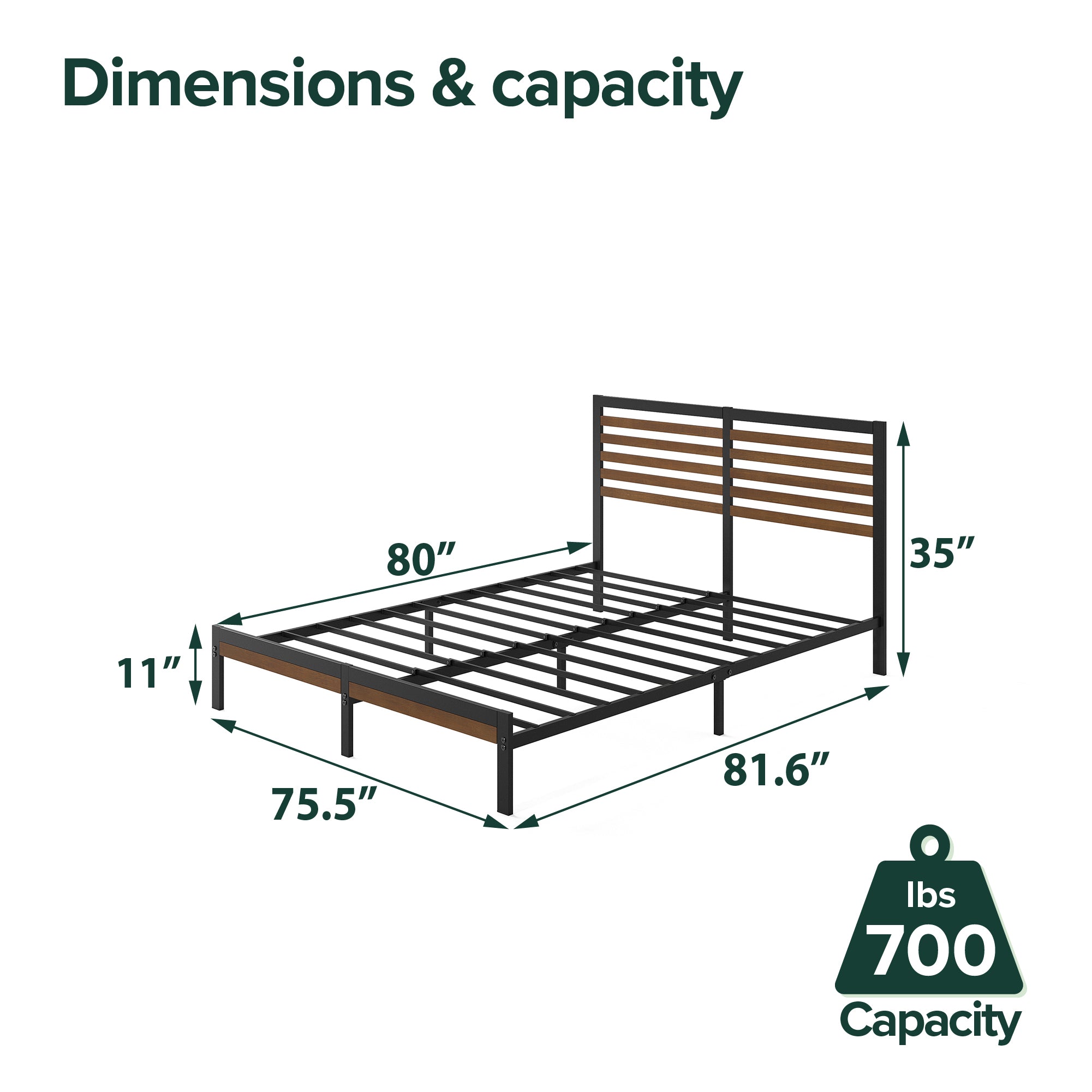 Kai Bamboo and Metal Platform Bed Frame