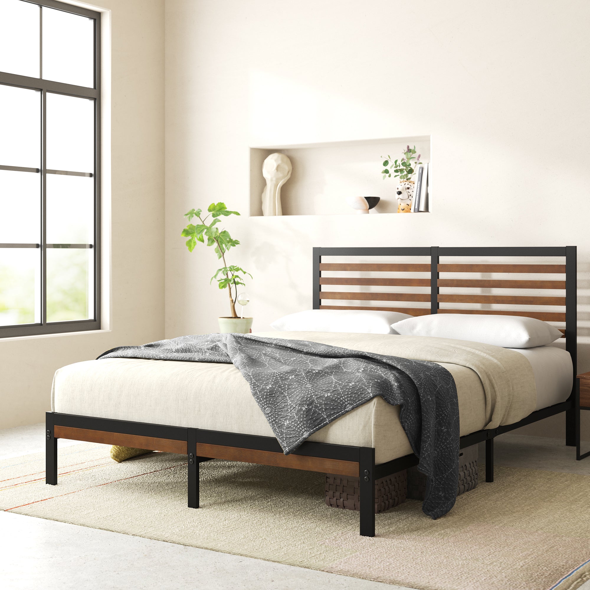 Kai Bamboo and Metal Platform Bed Frame