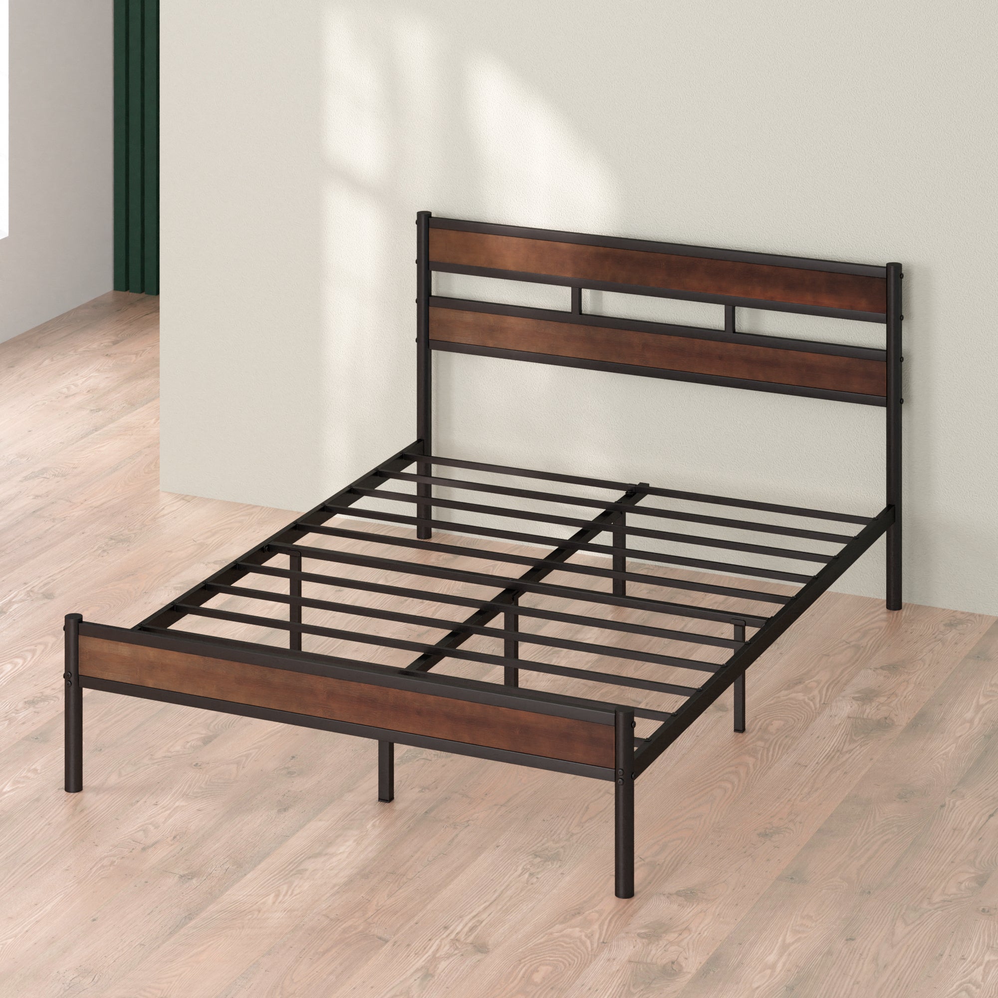 Roman Bamboo and Metal Platform Bed Frame